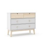 Cassettiera Estefania in legno con 2 cassetti bianchi e 2 cassettini pino
