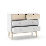 Cassettiera Estefania in legno con 2 cassetti bianchi e 2 cassettini pino