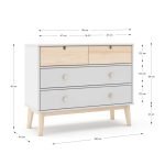 Cassettiera Estefania in legno con 2 cassetti bianchi e 2 cassettini pino