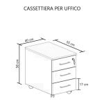 Cassettiera Ibisco per ufficio con struttura bianco frassinato e piano noce naturale