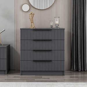 Cassettiera Kale 4 cassetti a filo effetto cannettato colore antracite