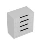 Cassettiera Kale 4 cassetti effetto cannettato bianco con maniglie nere