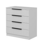 Cassettiera Kale 4 cassetti effetto cannettato bianco con maniglie nere