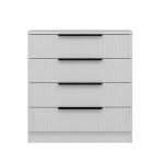 Cassettiera Kale 4 cassetti effetto cannettato bianco con maniglie nere