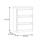 Cassettiera Morgan 3 cassetti 41.8 x H 61.5 x 32.2 cm colore bianco