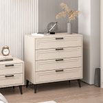 Cassettiera Prime 4 cassetti colore cashmere con maniglie e piedini neri