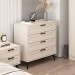 Cassettiera Prime 4 cassetti colore cashmere con maniglie e piedini neri