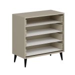 Cassettiera Prime 4 cassetti colore cashmere con maniglie e piedini neri