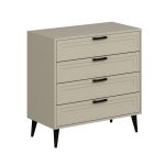 Cassettiera Prime 4 cassetti colore cashmere con maniglie e piedini neri