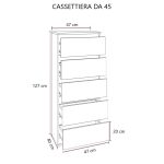 Cassettiera bianco frassinato 5 cassetti 47x40x127H