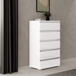 Cassettiera bianco frassinato 5 cassetti 75x40x127H