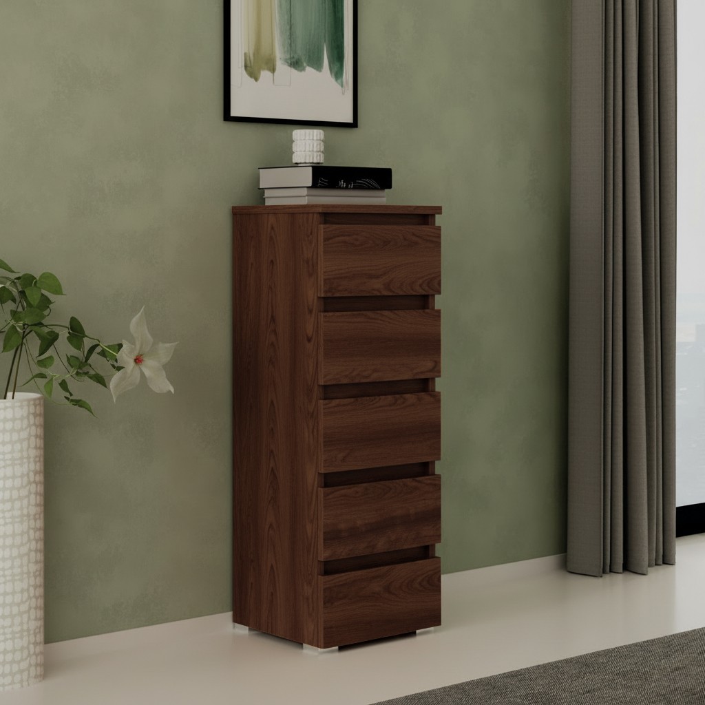 Cassettiera noce antico 5 cassetti 47x40x127H