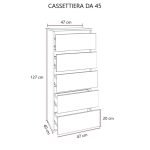 Cassettiera noce naturale 5 cassetti 47x40x127H