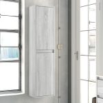 Colonna bagno Bolton 35x30.5x150 cm. 2 ante reversibili colore rovere grigio ghiaccio