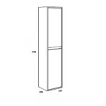 Colonna bagno Bolton 35x30.5x150 cm. 2 ante reversibili colore rovere grigio ghiaccio