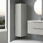 Colonna bagno sospesa Soho 1 anta effetto cannettato colore cashmere opaco 120x27x35 cm.