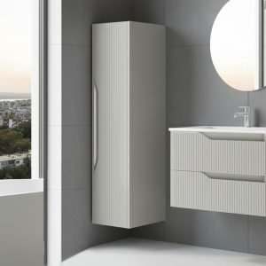 Colonna bagno sospesa Soho 1 anta effetto cannettato colore cashmere opaco 120x27x35 cm.