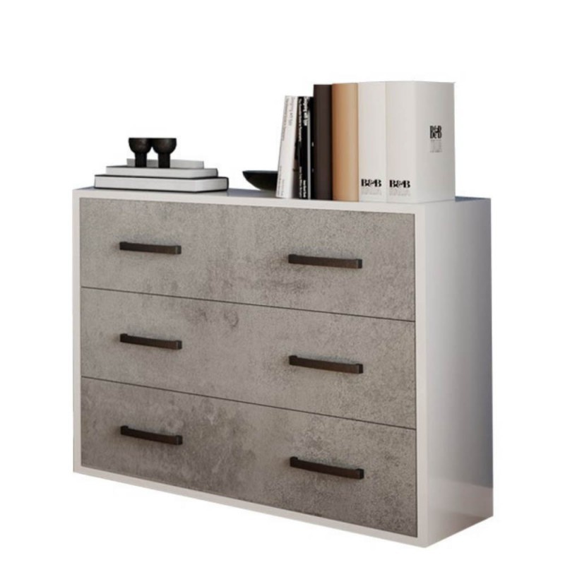 Comò 3 cassetti 91x45x81H cemento