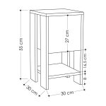 Comodino Ema rovere e antracite anta ribalta 30x30x55h