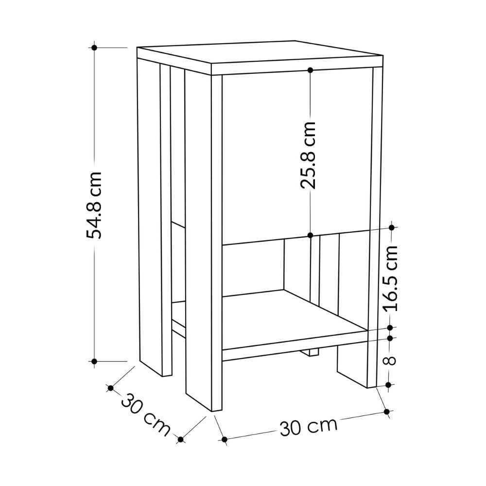 Comodino Ema tortora anta ribalta 30x30x55h