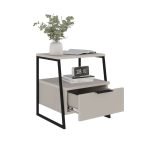 Comodino Pal con struttura cashmere e gambe in metallo nero
