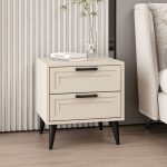 Comodino Prime con 2 cassetti colore cashmere con maniglie e piedini neri