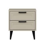 Comodino Prime con 2 cassetti colore cashmere con maniglie e piedini neri
