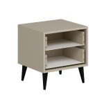 Comodino Prime con 2 cassetti colore cashmere con maniglie e piedini neri
