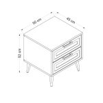 Comodino Prime con 2 cassetti colore cashmere con maniglie e piedini neri