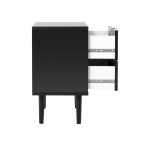 Comodino Vienna61A 2 cassetti nero con frontali effetto vimini