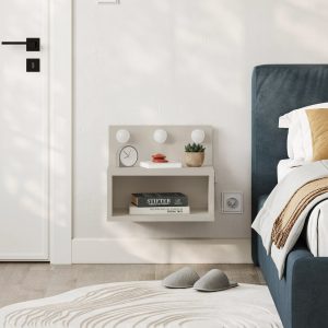 Comodino sospeso Treo con luci integrate colore cashmere