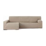 Copridivano Troya elastico penisola sinistra beige bracciolo lungo 250/310
