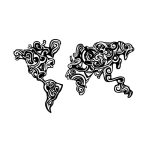 Cornice decorativa Tribal metallo nero mappa continenti