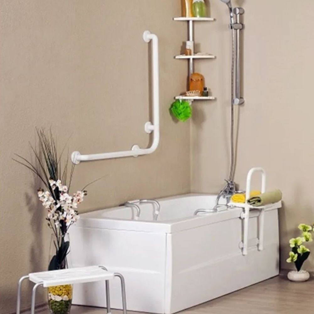 Corrimano angolare di sicurezza 78 x 78 cm per disabili colore bianco