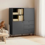 Credenza Aldo 6 con 2 ante e 3 cassetti colore antracite
