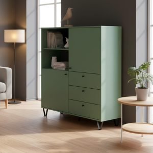 Credenza Aldo 6 con 2 ante e 3 cassetti colore verde