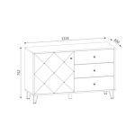 Credenza Bollo 5 con anta e 3 cassetti colore rovere e bianco