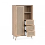 Credenza KUTA53 rovere sonoma 3 cassetti e anta effetto rafia