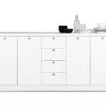 Credenza Landwood 52 con 4 cassetti e 4 ante in bianco opaco