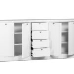 Credenza Landwood 52 con 4 cassetti e 4 ante in bianco opaco