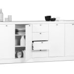 Credenza Landwood 52 con 4 cassetti e 4 ante in bianco opaco