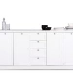 Credenza Landwood 52 con 4 cassetti e 4 ante in bianco opaco