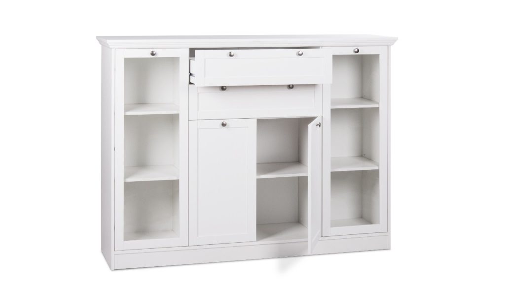 Credenza Landwood 53 bianca con vetrina