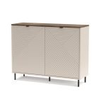 Credenza Mirage01 con 2 ante cashmere con motivo geometrico e top rovere