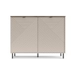 Credenza Mirage01 con 2 ante cashmere con motivo geometrico e top rovere