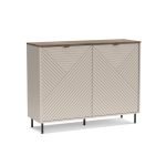 Credenza Mirage01 con 2 ante cashmere con motivo geometrico e top rovere