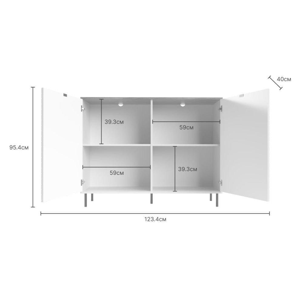 Credenza Mirage01 con 2 ante cashmere con motivo geometrico e top rovere