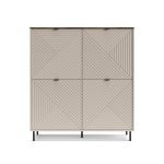 Credenza Mirage02 con 4 ante con motivo geometrico cashmere e top rovere