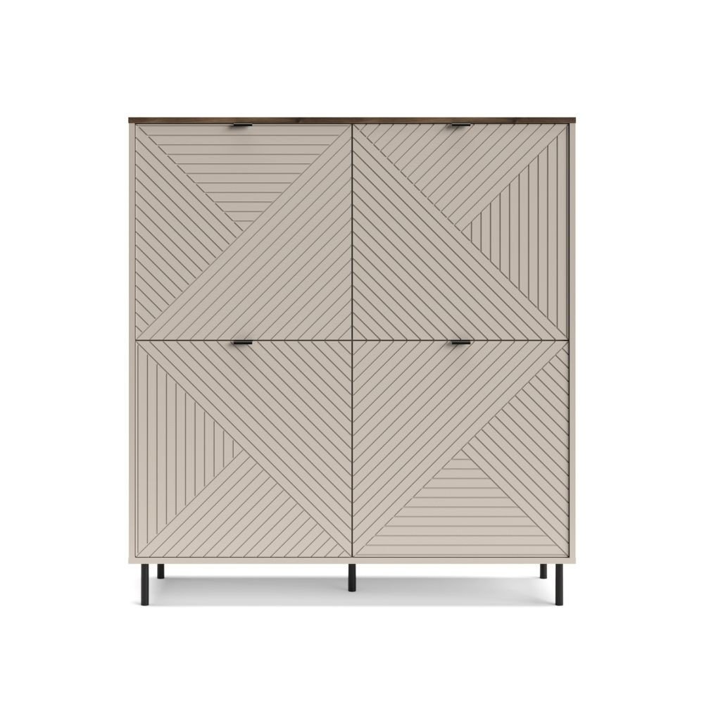 Credenza Mirage02 con 4 ante con motivo geometrico cashmere e top rovere