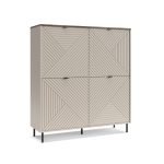 Credenza Mirage02 con 4 ante con motivo geometrico cashmere e top rovere
